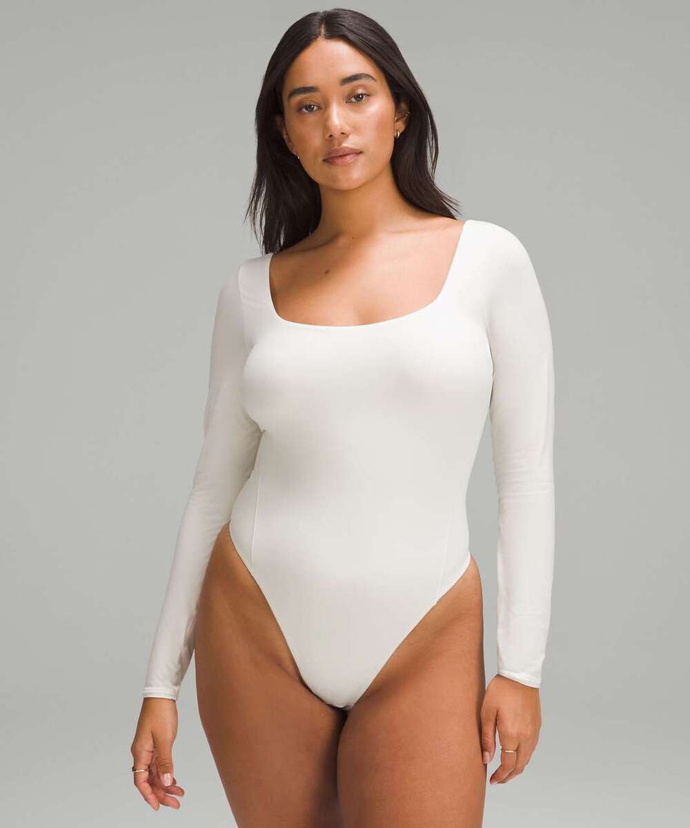 Lululemon Wundermost Ultra-Soft Nulu Square-Neck Long-Sleeve Bodysuit Bone XL